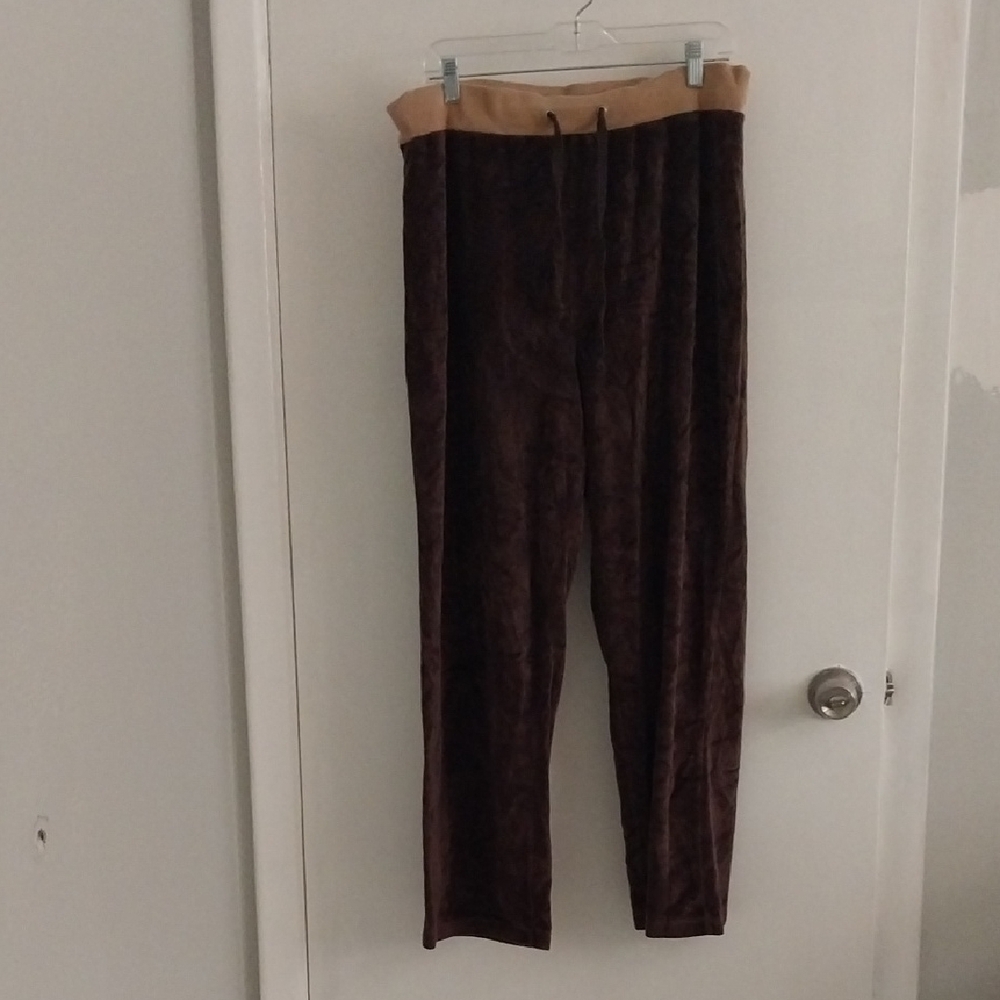 Brown Sweatpants with Plush Texture and Straight Leg